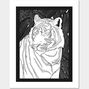 Tiger in the jungle (Black and white) Posters and Art